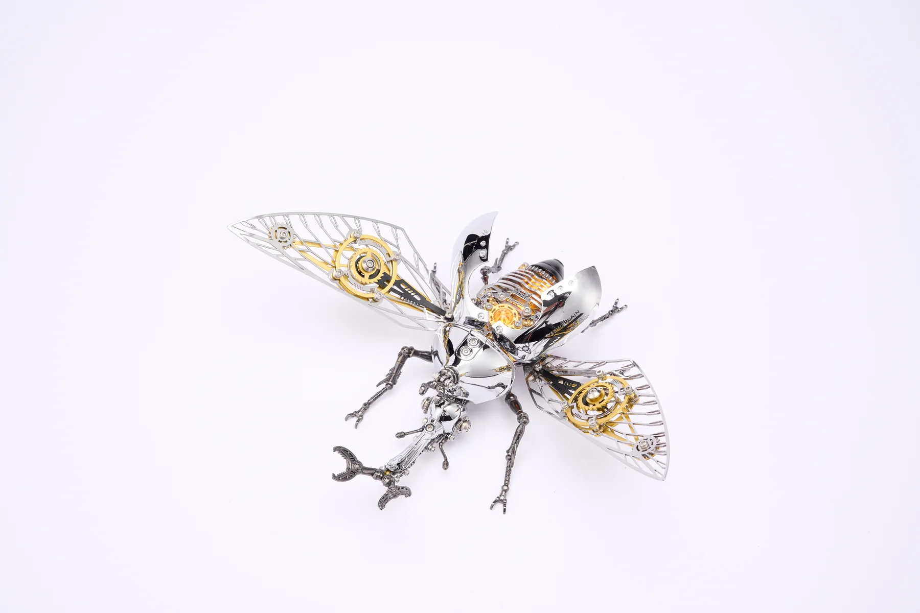 Mechanical Rhinoceros Beetle in Chrome Silver